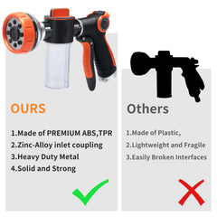 Hongmai hose nozzle showing 8 spray patterns