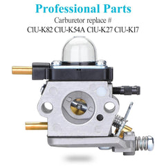 HOODELL C1U-K82 Carburetor side view showcasing fuel line connections