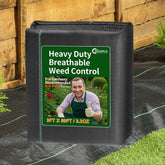 HOOPLE 3FT x 50FT Heavy-Duty Weed Barrier Fabric, Black front view
