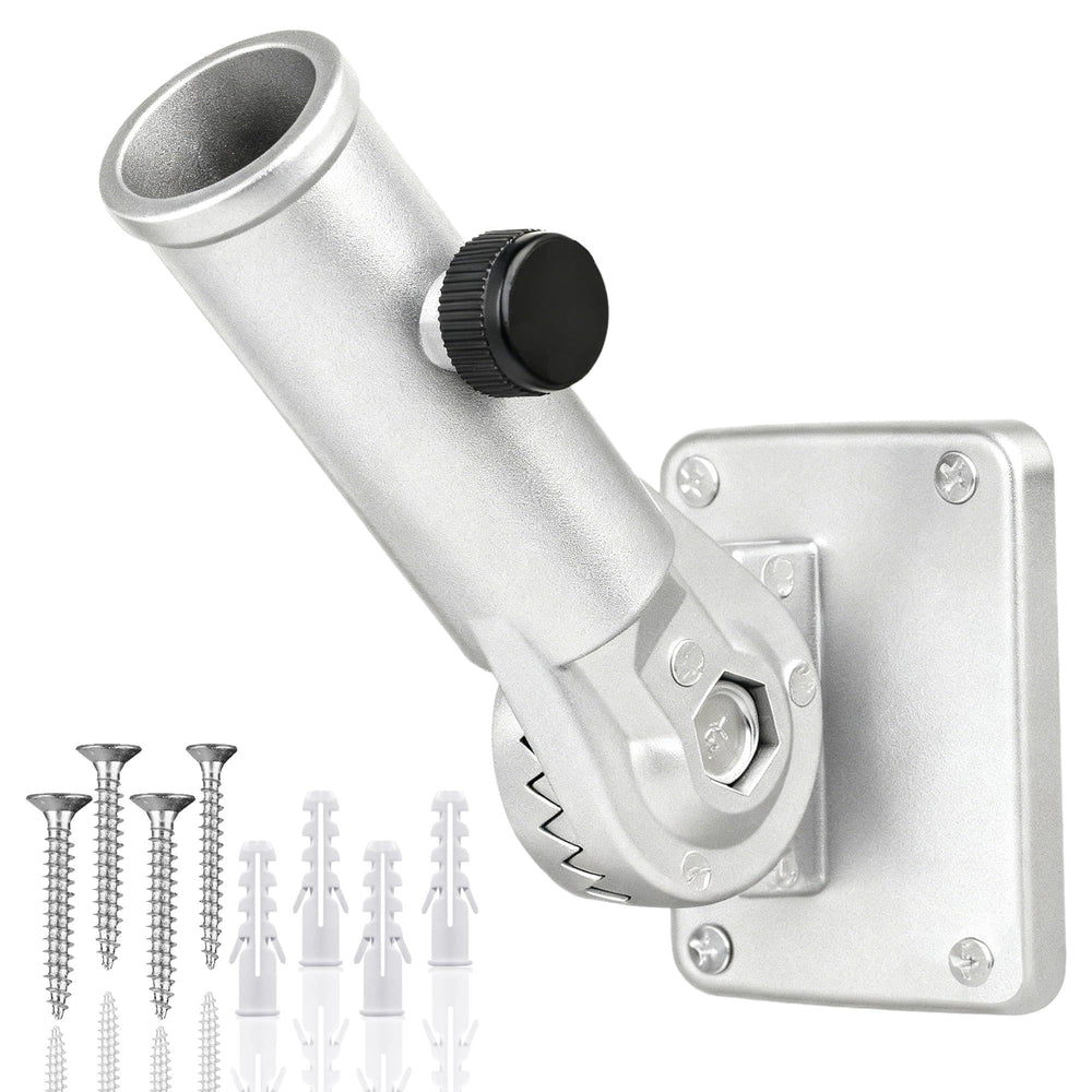 HOOPLE Flag Pole Holder front view, silver color
