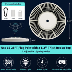 HOOPLE Solar Flag Pole Light mounted on a flagpole