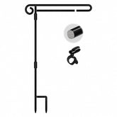 HOOSUN Garden Flag Stand Holder in black metal, front view