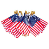 HOOSUN small American flags on sticks pack of 24 front view