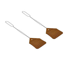Hope Woodworking Leather Fly Swatter Set, 2 Pack with brown leather paddle