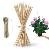 HOPELF 50 pack of 16 inch bamboo plant stakes, natural bamboo finish