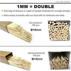 HOPELF bamboo skewers displayed with grilled food