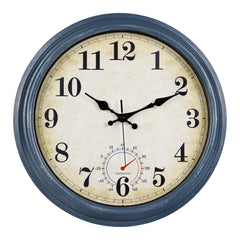 Horizent 16 Inch Outdoor Clock blue front view