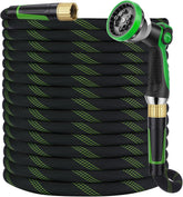 HORTICORA 50 ft Non-Expanding Garden Hose in green with fittings