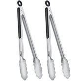 HOTEC 12 inch stainless steel tongs set front view