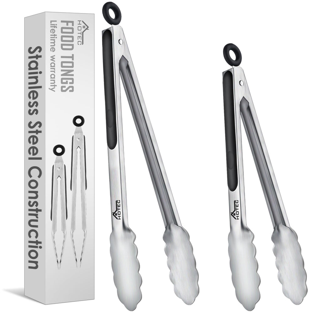 HOTEC 9-inch stainless steel tongs front view