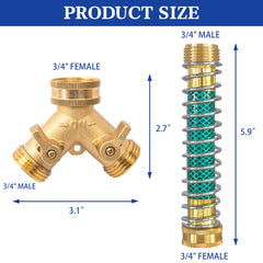 Hourleey 2 Way Hose Splitter side view showing brass material