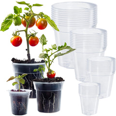Hourleey 36 Pack Clear Nursery Pots 4/5/6/7 inches front view