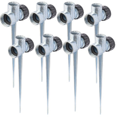 Hourleey 8 Pack Zinc Alloy Lawn Sprinkler Spike Base, black