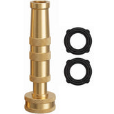 Hourleey Adjustable Twist Hose Nozzle front view showing brass finish