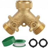 Hourleey Brass Garden Hose Splitter 2 Way front view