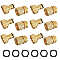 Hourleey garden hose quick connect fittings set, gold finish