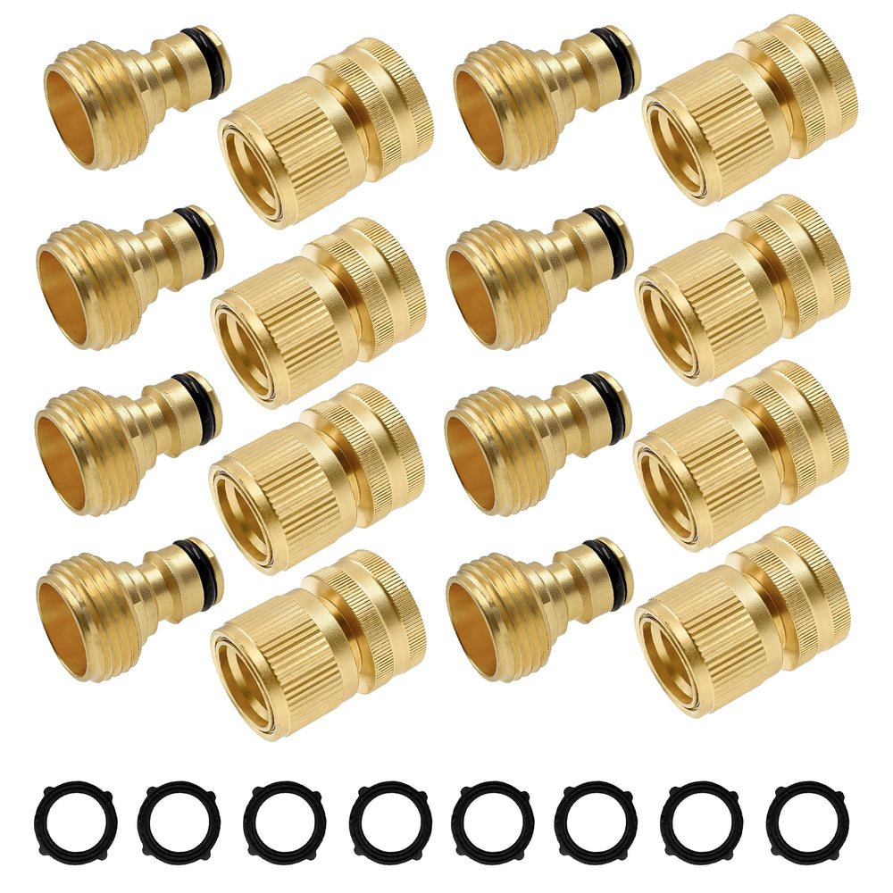 Hourleey Garden Hose Quick Connector Kit front view with 8 connectors