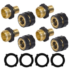 Hourleey garden hose quick connector set with four male and female connectors
