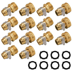 Hourleey garden hose repair connector kit front view with gold connectors