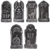 Hourleey Halloween Foam Tombstones front view with eerie designs