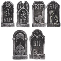Hourleey Halloween Foam Tombstones front view with eerie designs