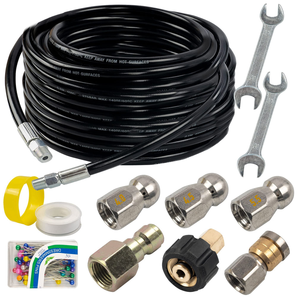 Hourleey Sewer Jetter Kit 50FT with hose and nozzles
