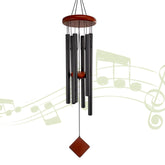 Howarmer 26-inch black wind chimes front view with six tuned tubes