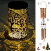 Howarmer 36-inch solar wind chimes with LED lantern in bronze