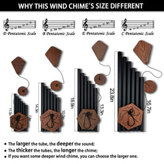 Howarmer 44 inch black wind chime swaying in the breeze