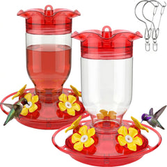 Hpewi hummingbird feeder 2 pack with red plastic design