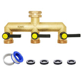 HQMPC 3 Way Hose Splitter front view showing brass construction