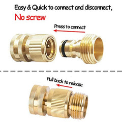 HQMPC connectors installed on a garden hose and faucet