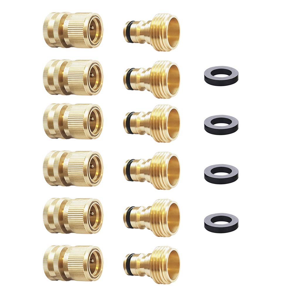 HQMPC Garden Hose Quick Connect Fittings gold colour front view