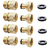 HQMPC Garden Hose Quick Connect Set, 3/4 inch GHT, Brass connectors