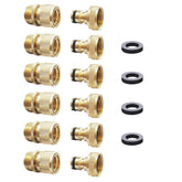 HQMPC Garden Hose Quick Connect set with 6 brass male and female fittings