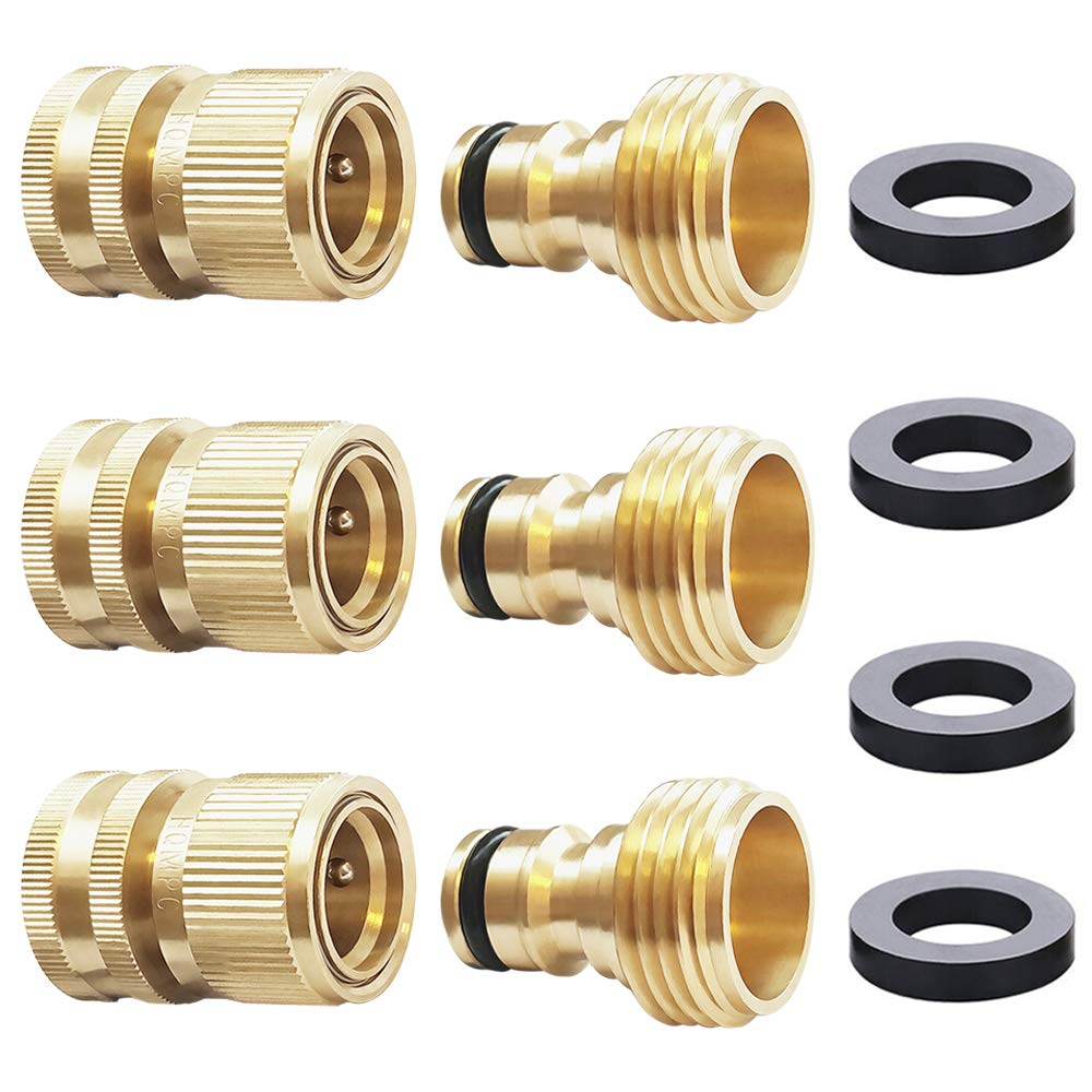 HQMPC garden hose quick connect solid brass connector set
