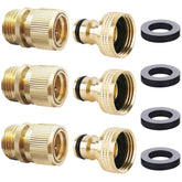 HQMPC Garden Hose Quick Connector set with brass fittings and washers