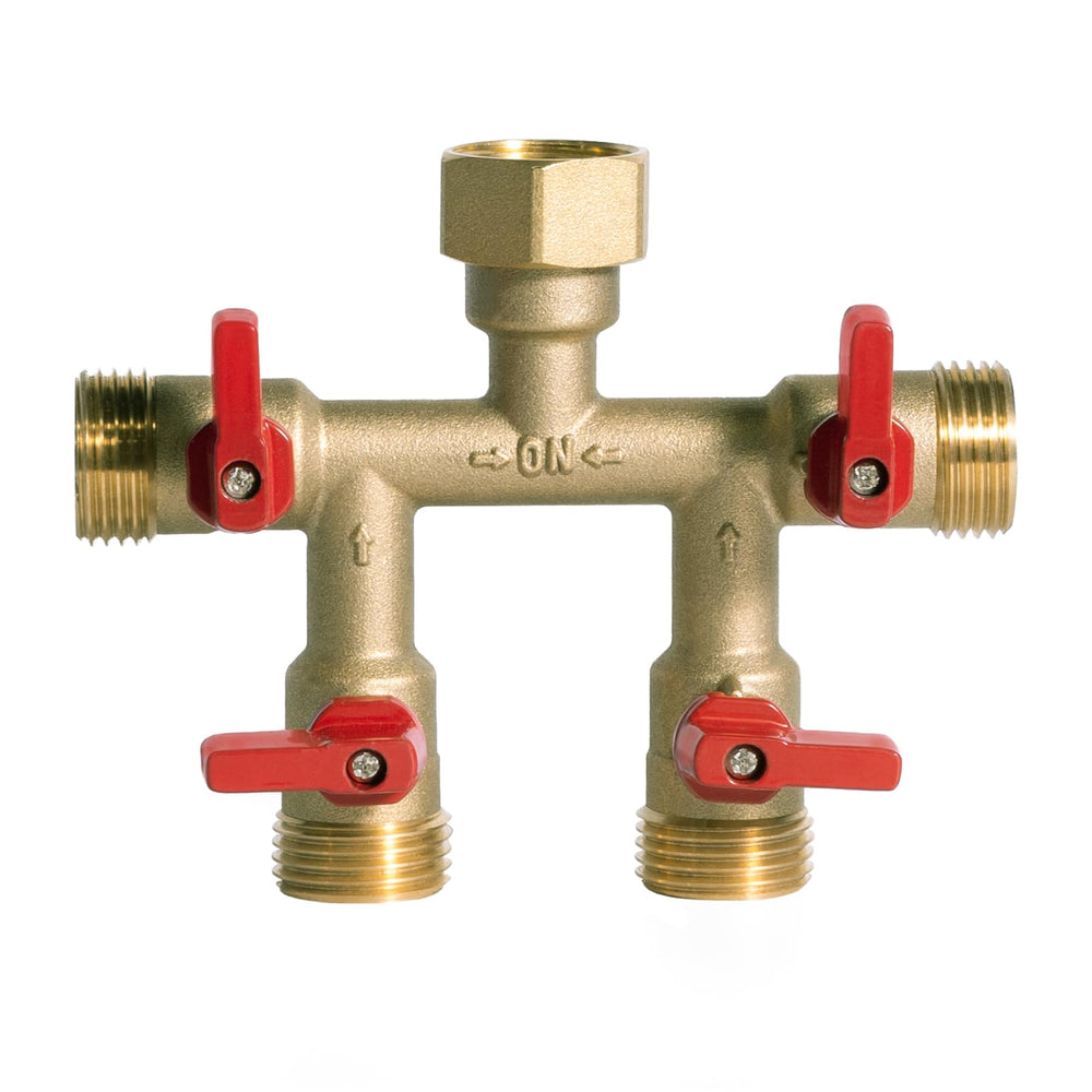 HQMPC Hose Splitter front view showing brass construction