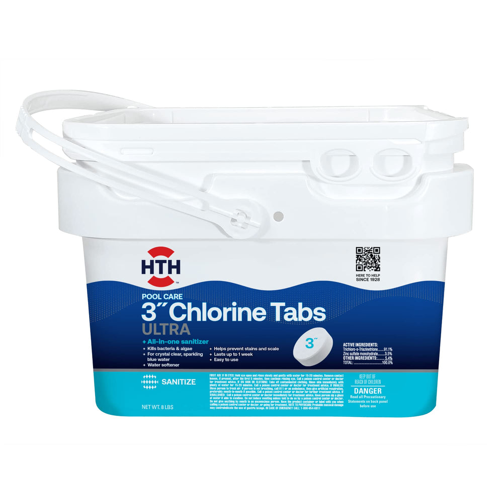 HTH 3" Chlorine Tabs Ultra 8 lbs front view