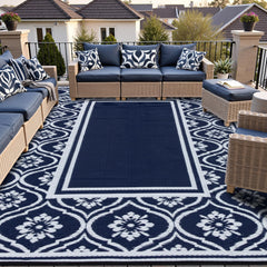 HUGEAR 10x14 Navy Blue outdoor rug front view
