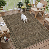 HUGEAR 3x5 brown linen look area rug front view