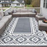 HUGEAR 8x10 Grey Lantern Outdoor Rug front view