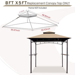 Hugline Grill Gazebo Replacement Canopy Roof showing corner pockets for fitting