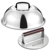 HULISEN 12-Inch Melting Dome and 8.5-Inch Burger Press Set front view