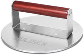 HULISEN 8.5-Inch Burger Press front view with stainless steel finish
