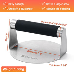 Husfunov burger press in use on a grill
