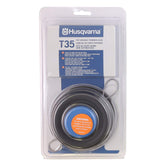 Husqvarna T35 String Trimmer Head Replacement front view, Blue and Black