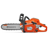 Husqvarna Toy Chainsaw front view in orange and grey