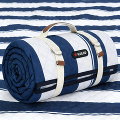 HX&OD outdoor picnic blanket unfolded front view, blue