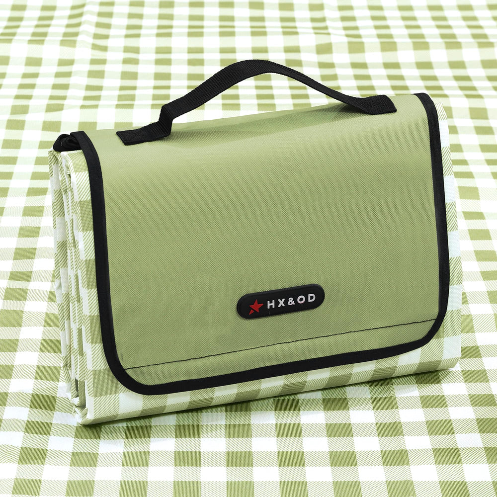 HX&OD Picnic Blanket 80"x60" waterproof green front view